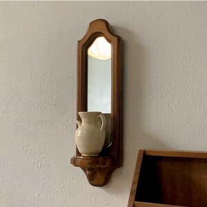 Classic Vintage Wood Wall Mirror Shelf