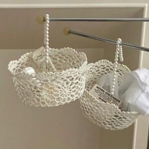 Pearl Handle Knitting Basket