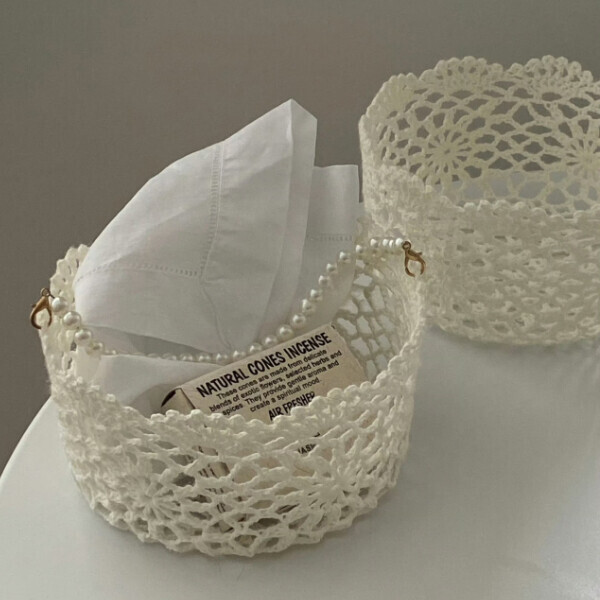 오브젠탈,Pearl Handle Knitting Basket
