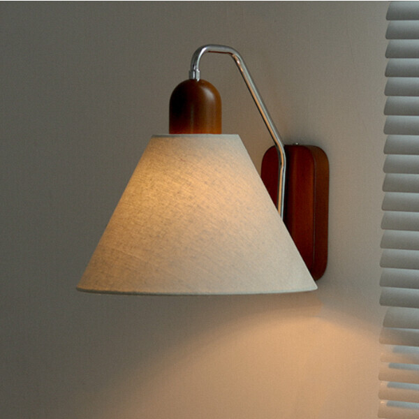 Linen Fabric Wood Wall Lamp