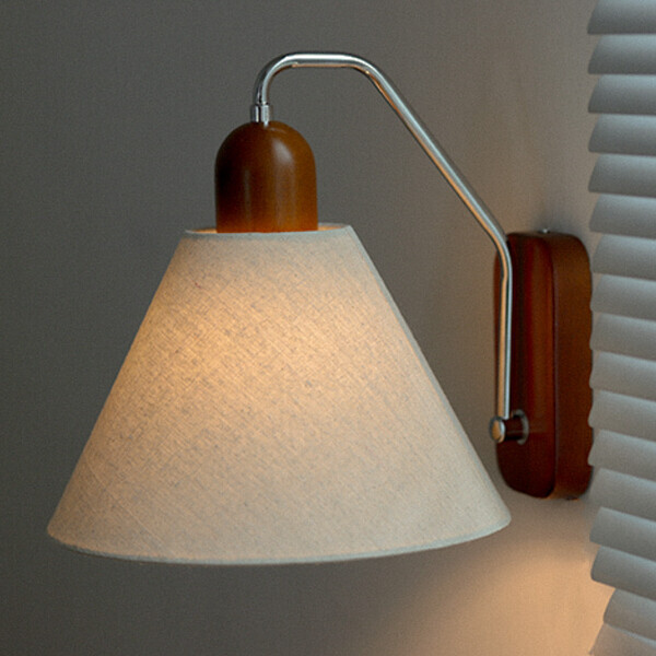 오브젠탈,Linen Fabric Wood Wall Lamp